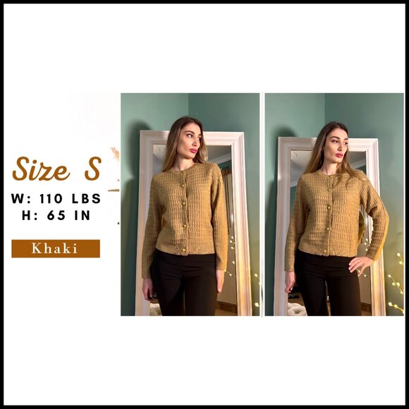 Cropped Cardigan Sweater, Button Front, Chunky Knit, Versatile Outerwear - Picture 6 of 7